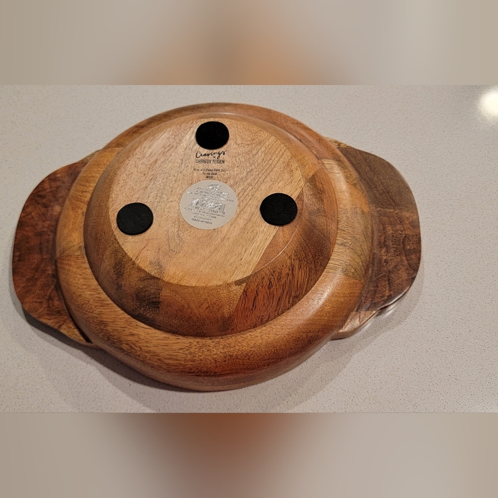 Cravings By Chrissy Teigen handcrafted Mango wood serving bowl, never used - Picture 4 of 6